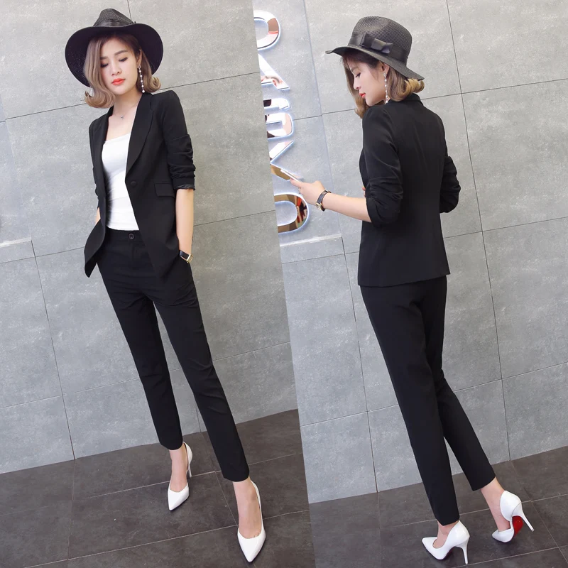 Женский офисный костюм из 2 предметов элегантный пиджак с длинным рукавом и