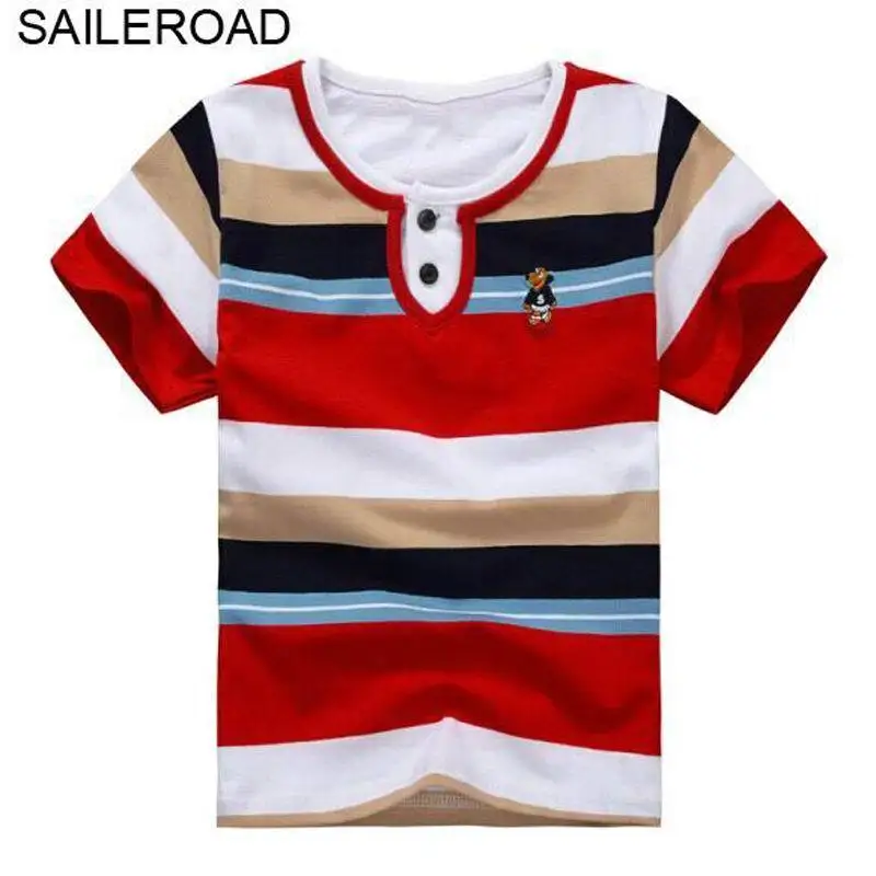 SAILEROAD/ хлопковая футболка для мальчиков и девочек-подростков Новые повседневные топы в полоску для мальчиков-подростков от 8 до 15 лет