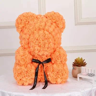 Orange 40 см Искусственный цветок розы животных из пенопласта медведь для Святого Валентина романтический подарок вечерние украшения - Цвет: Orange