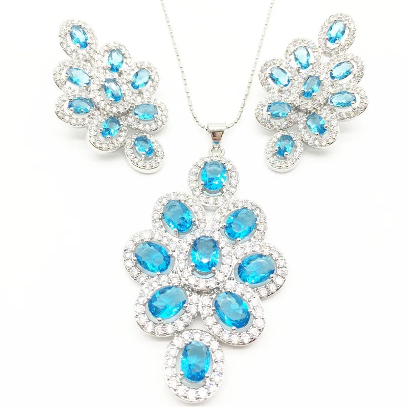 Кубический цирконий индийское серебро 925 Ювелирные наборы для женщин морской