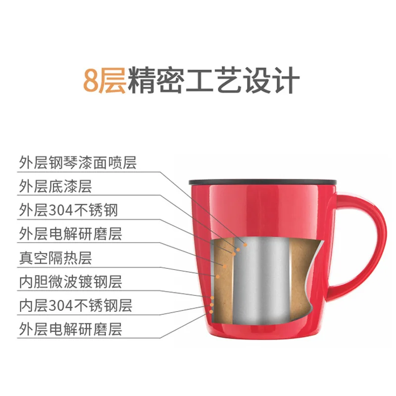 Нержавеющая сталь двойная чашка с крышкой кружка анти-обжигание кофе изоляция