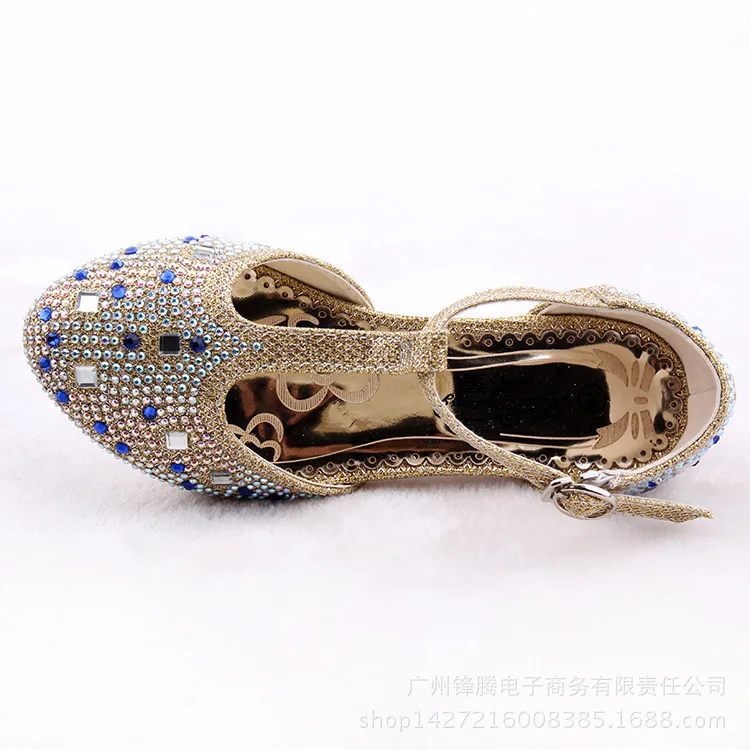 Высокое качество Девушка обувь Горный Хрусталь Сандалии принцесса Женские