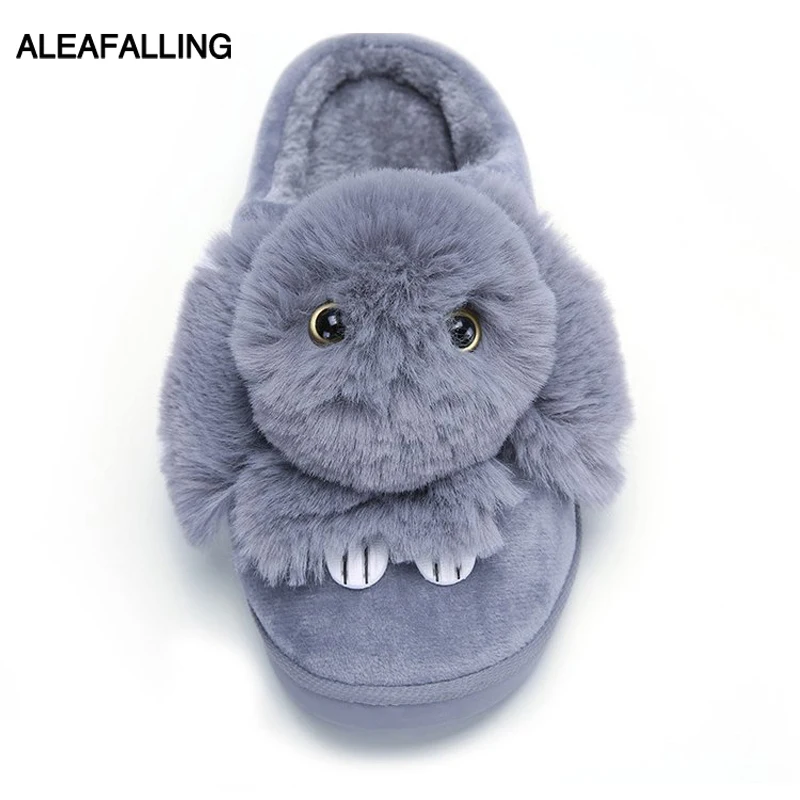 Aleafalling/женские зимние домашние тапочки женские теплые шлепанцы с кроличьим мехом