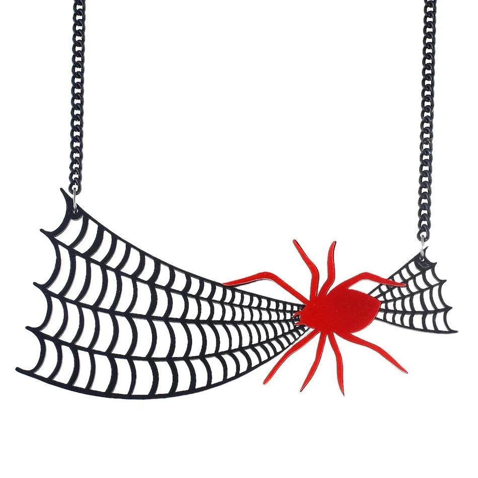 Готический Стиль черный Цвет цепь с паутиной красный паук Воротник себе Цепочки