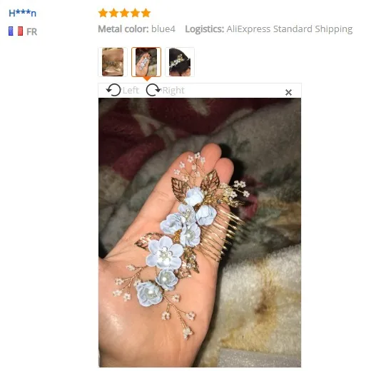 Luxury Blue Flower Hair Combs Headdress Prom Bridal Wedding Hair Accessories Gold Leaves Hair Jewelry Hair Pins
