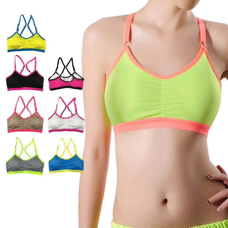 Женский бюстгальтер для фитнеса пуш ап укороченный топ дышащее эластичное