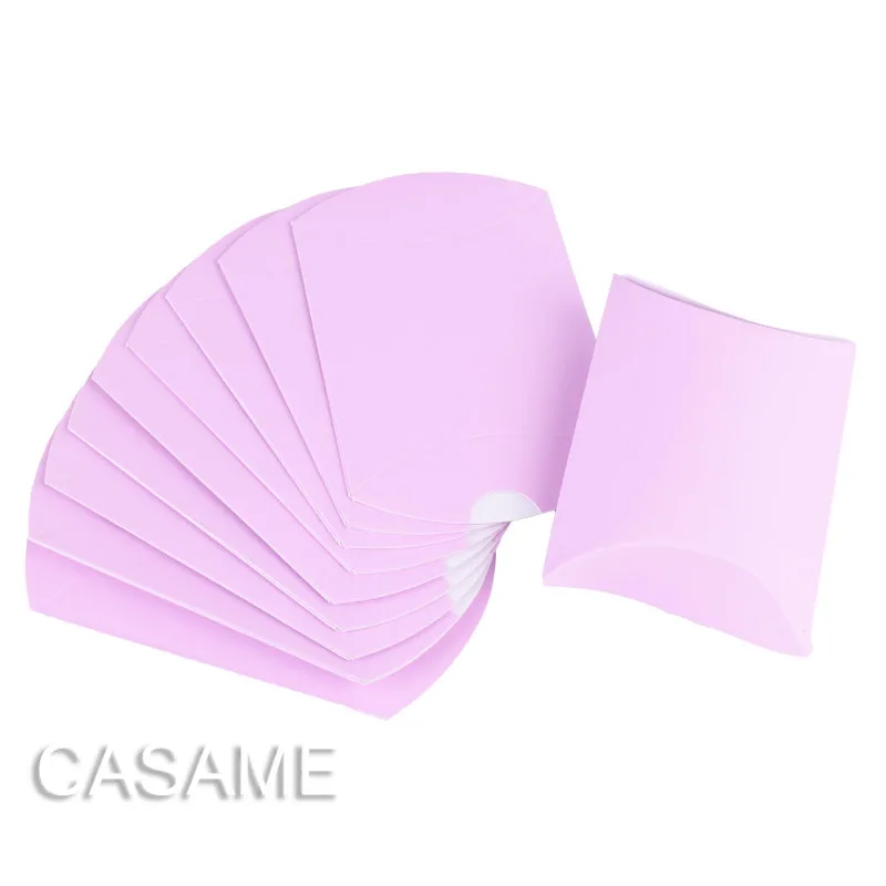 light purple 100 шт душ вечерние бумажная Подушка Конфета в подарок коробки цветной картон форма конфеты свадебное оформление коробки сладости подарок розовый - Цвет: light purple