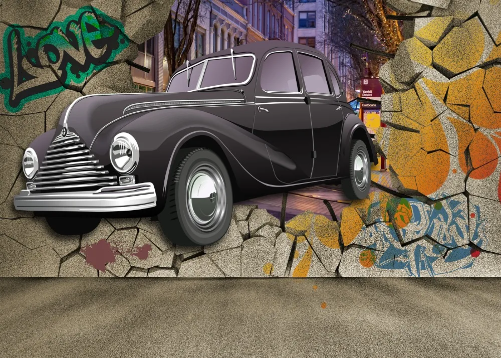 DePhoto 3D Graffiti walls car Photography Backgrounds Vinyl Custom Camera Photographic Backdrops For Photo Studio | Электроника