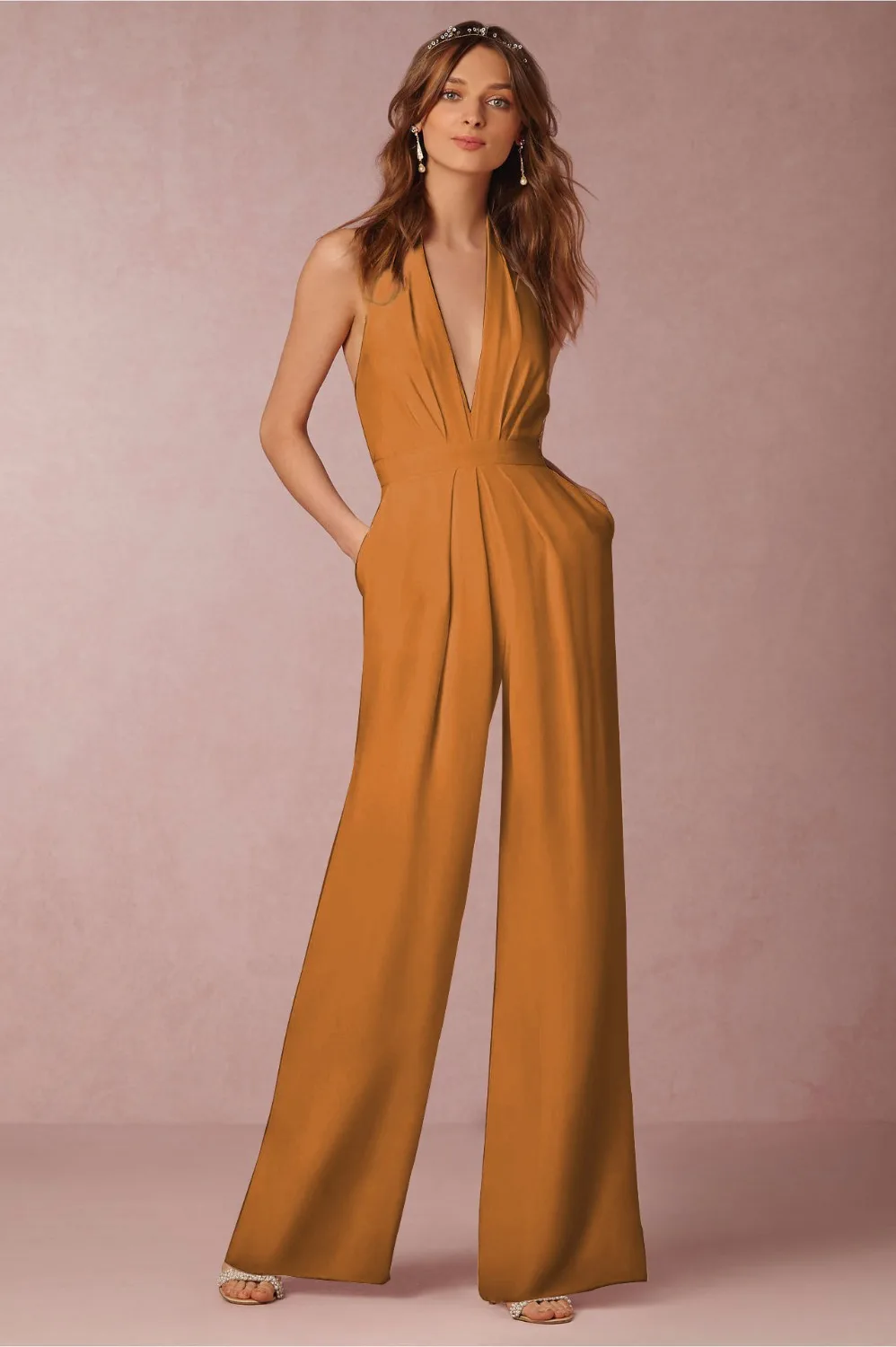 

Catsuit Top Promotion Hollow Out Regular Vadim Body 2020 Europe And America Autumn Comfort Sexy Sleeveless Halter Jumpsuit