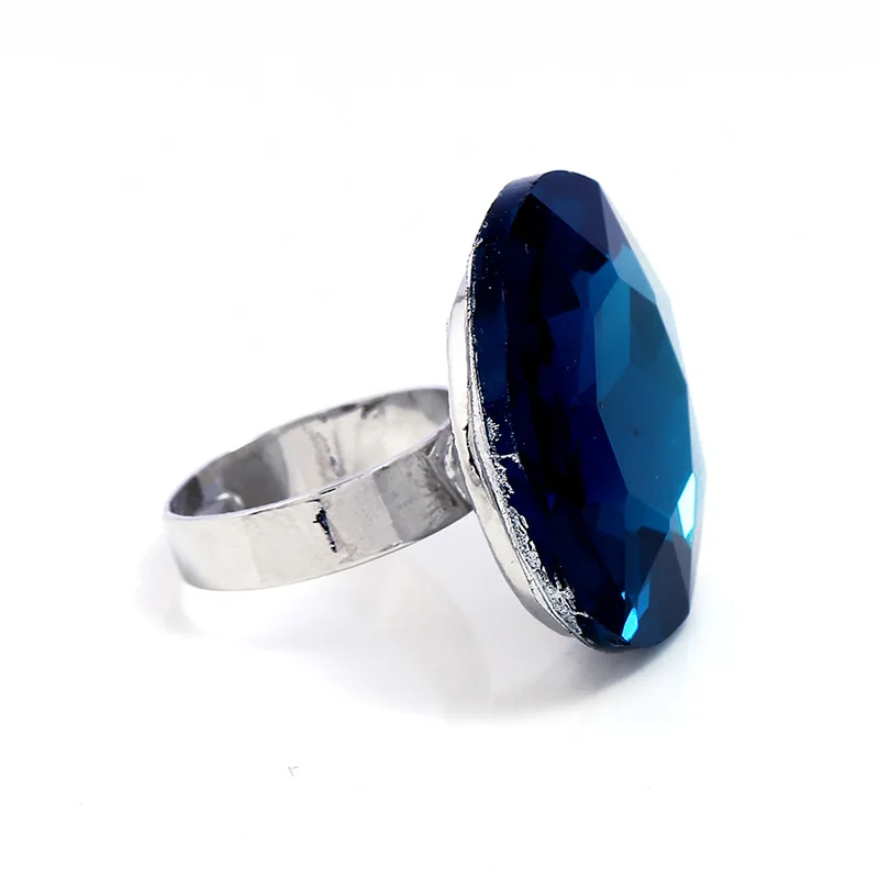 Женские и мужские массивные кольца с большим кристаллом Регулируемые темно