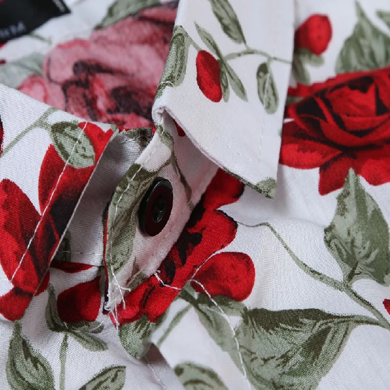 Мужская Повседневная рубашка с длинным рукавом хлопковая приталенная принтом