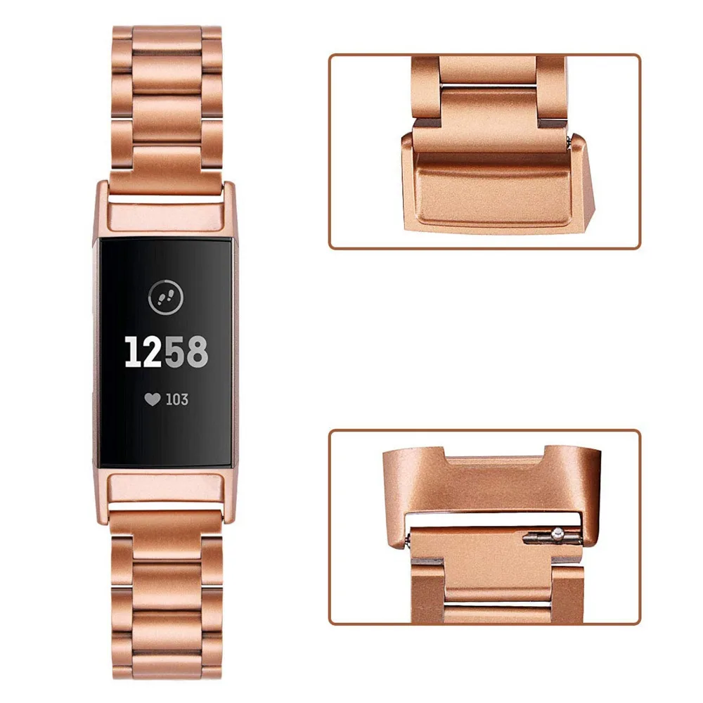 

XBERSTAR Stainless Steel Metal Watch Wrist Band Strap for FITBIT Charge 3 Tracker Watchbands Bracelet Replacement Accessories