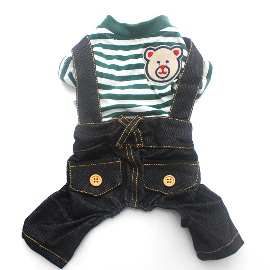 Полосатый комбинезон для собак и кошек рубашки брюки дизайн медведя кошки щенка