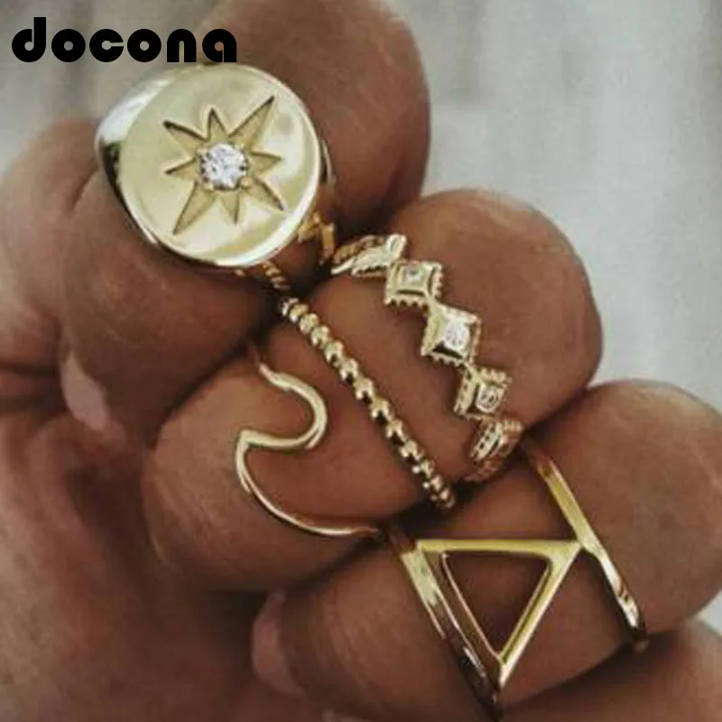 Набор Колец docona со звездами треугольный набор колец с кристаллами в стиле бохо
