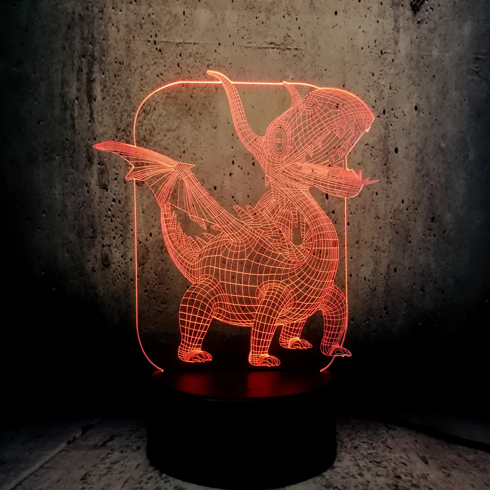 Новинка Pterosaur динозавр рога дракона лампа 3D USB светодиодный ночсветильник