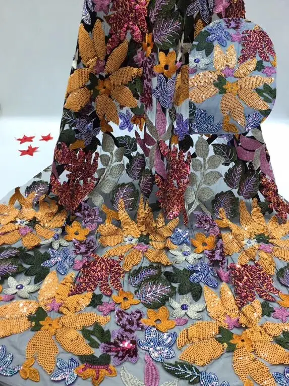 

Graceful ZH-7478 Best Selling African Lace Fabric Nigerian French Fabric with sequins High Quality lace fabric