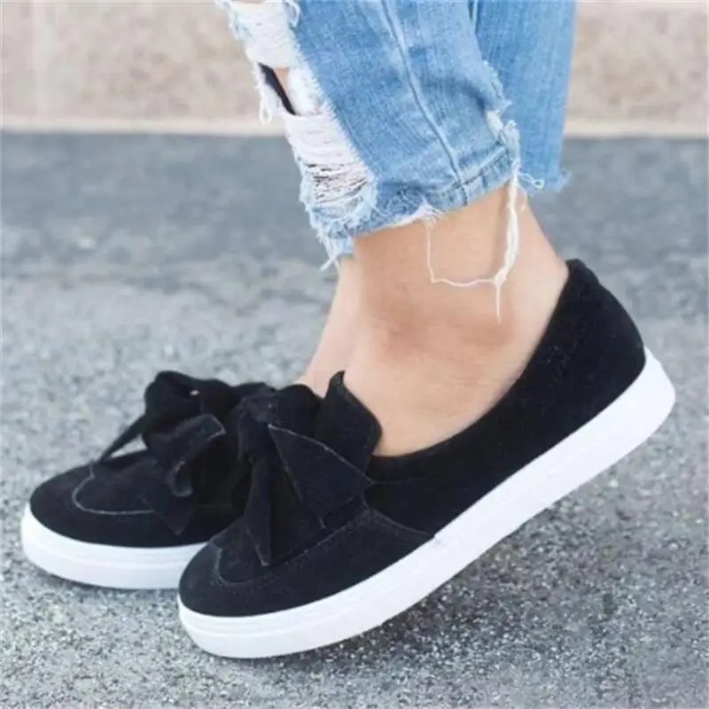 Туфли женские холщовые с бантом кроссовки без застежки повседневная обувь на