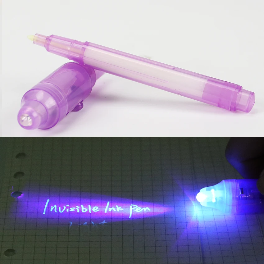 

1PC Magic 2 In 1 UV Black Light Combo Creative Stationery Invisible Ink Pen Popular Random Color