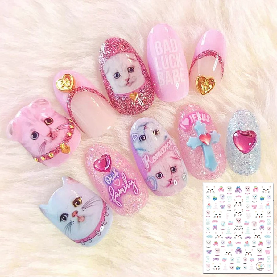 CA-170-228-225-5-223 кошки стикеры 3d на ногти nail art Наклейка шаблон diy Инструменты для