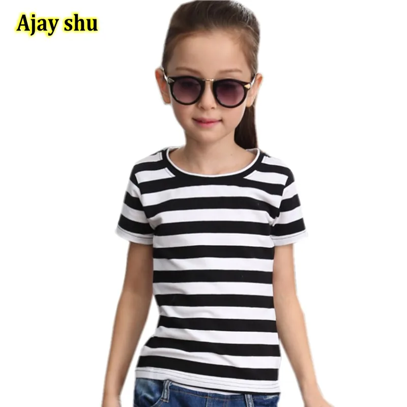 Детская футболка для мальчиков и девочек полосатая детская одежда летняя