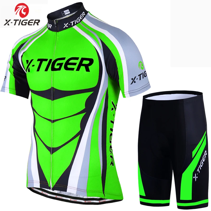 X-Tiger, зеленые майки для велоспорта, комплект, одежда для горного велосипеда, спортивная одежда для гонок, велосипедная одежда, Майо, Ropa Ciclismo - Цвет: Cycling set