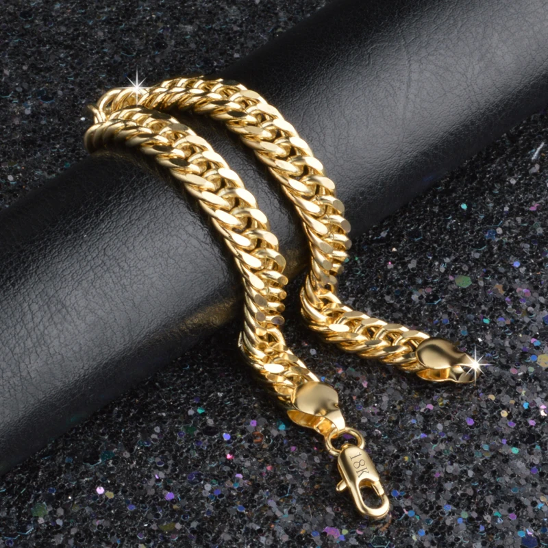 Акция элегантные мужские браслеты-цепочки с золотым покрытием модные ювелирные