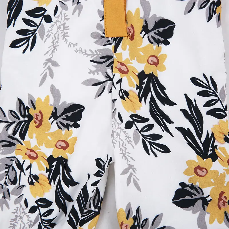 2019 Детская летняя одежда Модный комбинезон для маленьких девочек с цветочным