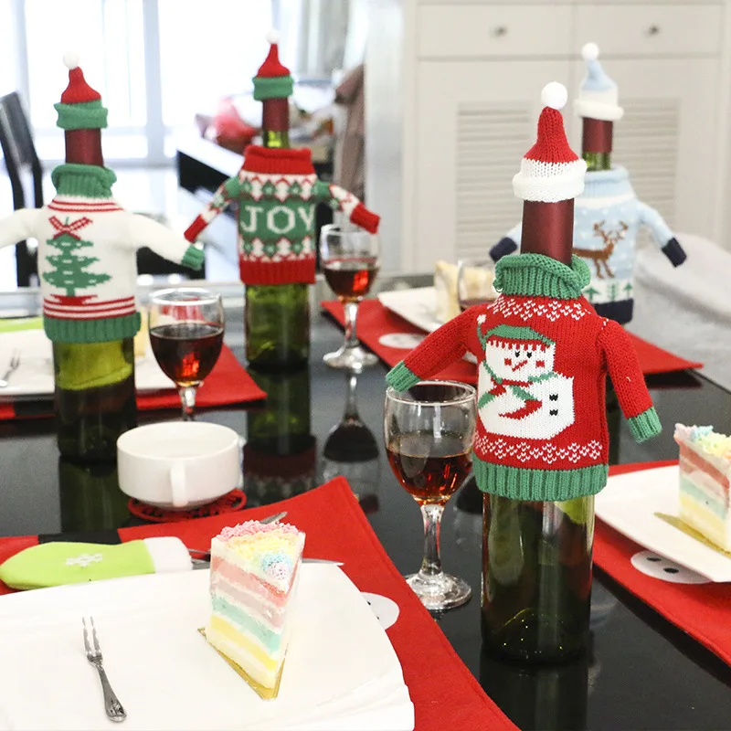 Новогодние товары бутылки вина Обложка сумка Navidad события Званый ужин милые