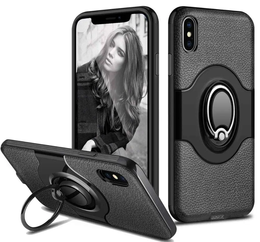 Black Чехол для iPhone 11 Pro XS чехол для MAX XR Гибридный кольцо Броня Держатель подставка противоударный чехол для iPhone 8 7 6 6s Plus SE 5S X Чехол - Цвет: Black