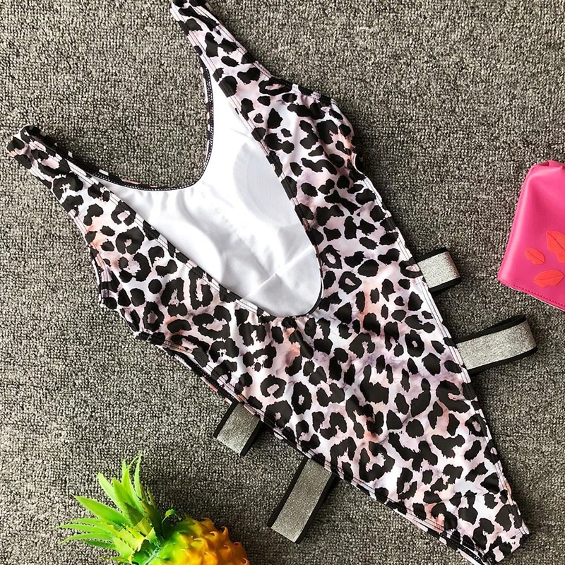 Сексуальный леопардовый купальник женский купальный костюм со стразами