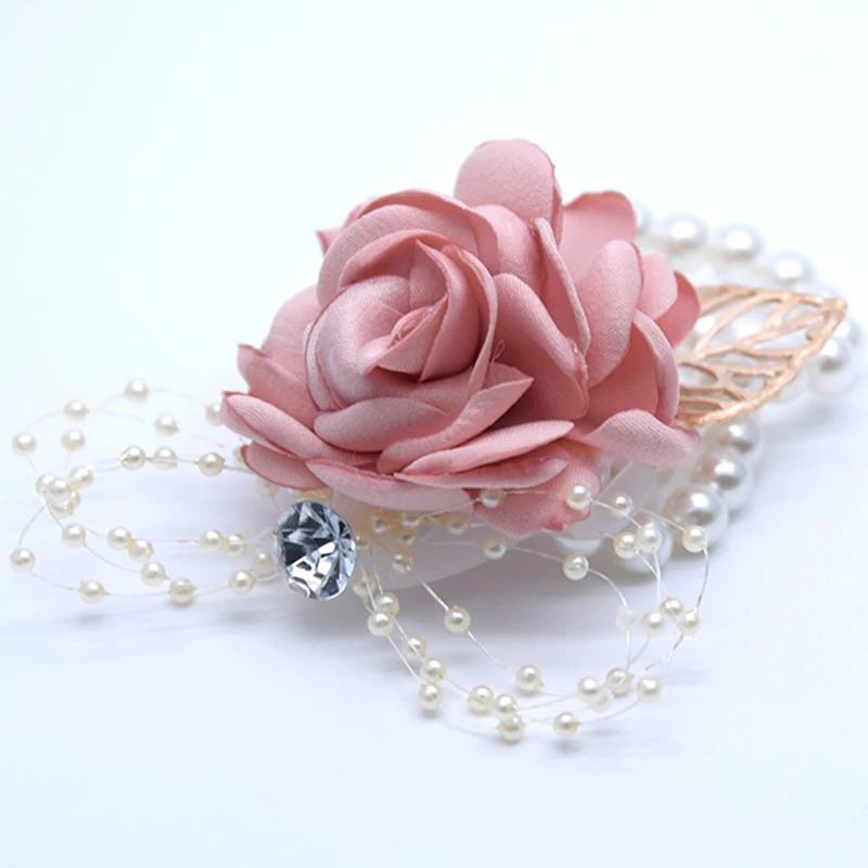 Атласная бутоньерка Роза запястье цветок корсет для невесты Подружка сестра