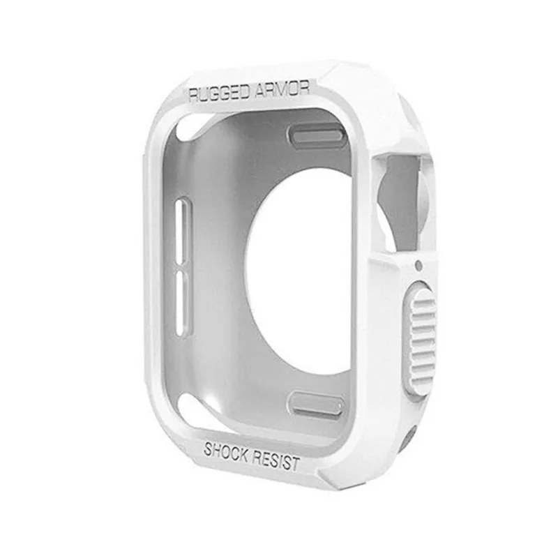 White 40MM Series 4 Прочный армированный резиновый чехол для Apple Watch 4, 3, 2, 1, 40 мм, 44 мм, защитный термополиуретановый защитный чехол для Iwatch 42 мм - Цвет ремешка: White 40MM Series 4
