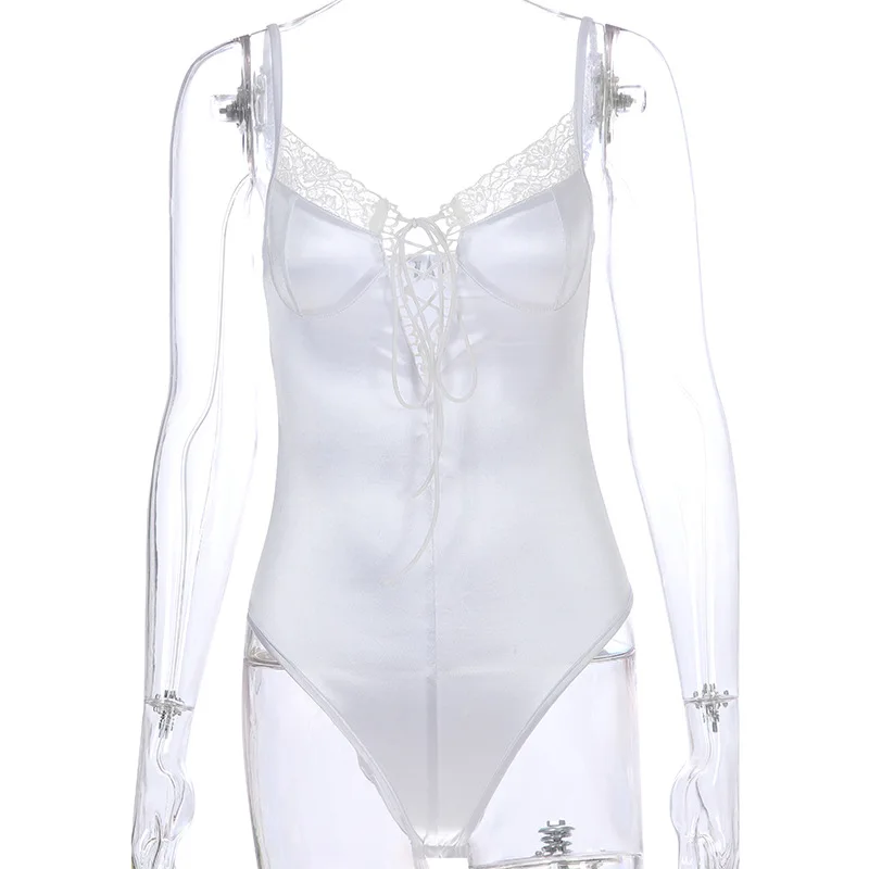 Белый кружевной Пэчворк без застежек Открытые Сексуальные женские Комбинезоны