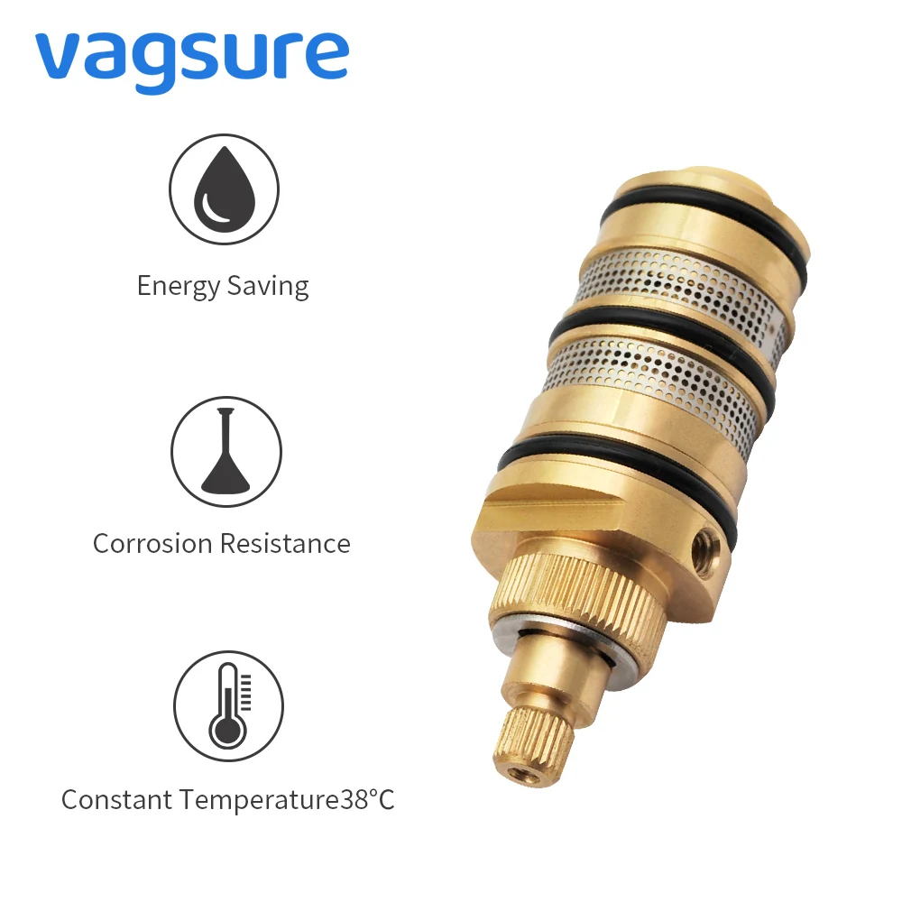 Brass Thermostatic Valve Spool Copper Faucet Cartridge Bath Mixer Tap Shower Mixing Valve Adjust The Mixing Water Temperature