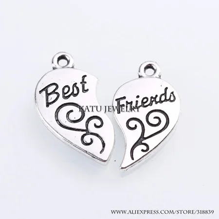 C8904C Винтажные Серебристые Кулоны Из Сплава Цинка С Камео Буквами Best Friend, DIY Алфавитная Бижутерия, Подвески Кулоны Для Лучших Друзей, 7сетов/лот, C8904 - Окраска металла: C8904C