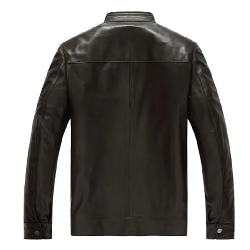 Заводская мужская куртка из натуральной кожи для мужчин модное Брендовое черное