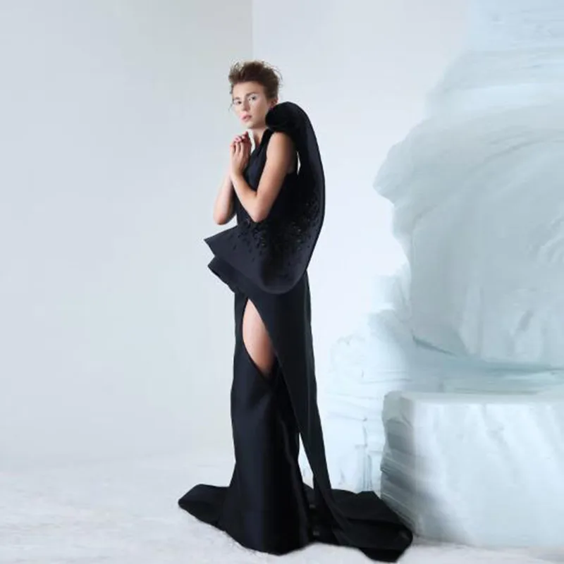 2019 изящные черные длинные вечерние платья русалки арабское средневосточное