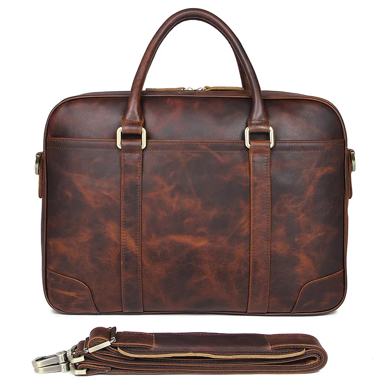 Новый высококачественный коричневый деловой портфель из натуральной кожи
