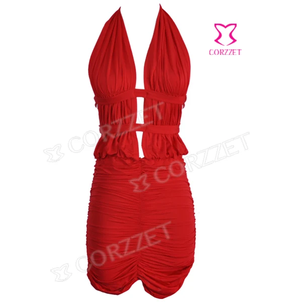 Женское черное красное сексуальное Клубное платье с лямкой на шее и открытой