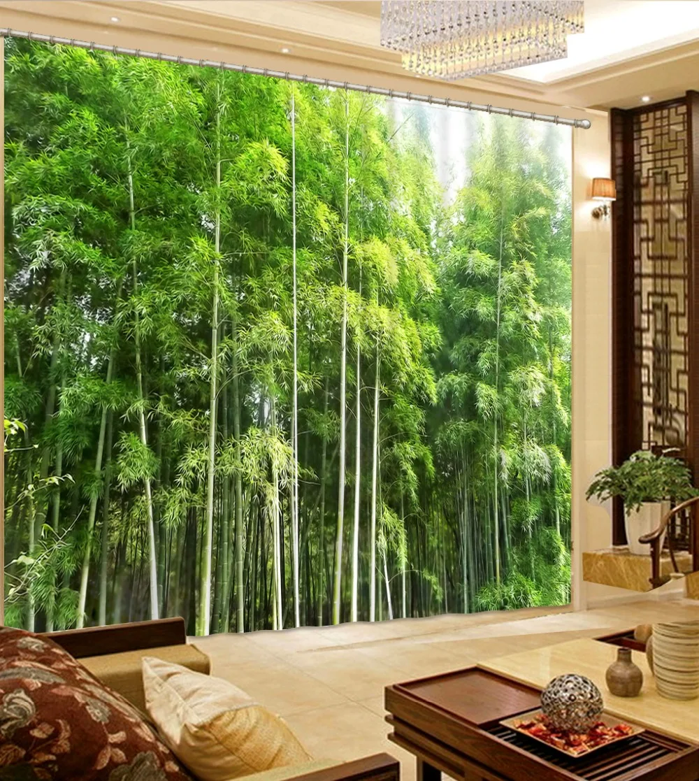 

3d curtains Modern Luxury Fantasy Green bamboo bamboo forest 3D Blackout Window Curtains for bedroom Living room Hotel curtains