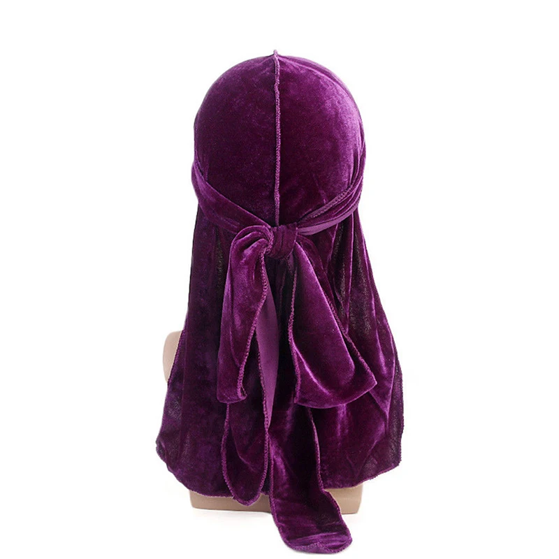 

Velvet Durag Long Headwrap Chemo Cap Unisex Men Lady Velvet Silk Breathable Bandana Hat Turban Cap Headwear