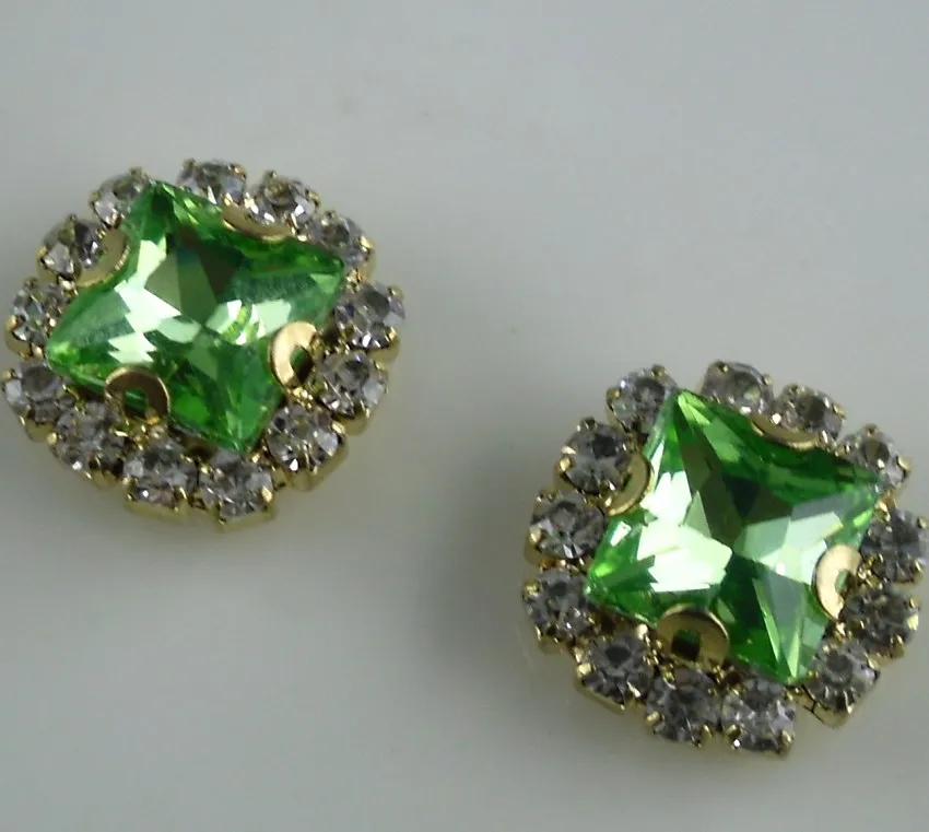 DIY стеклянный кристалл 8 мм Граненый Площади Стразы Золото Металл Коготь Кубок