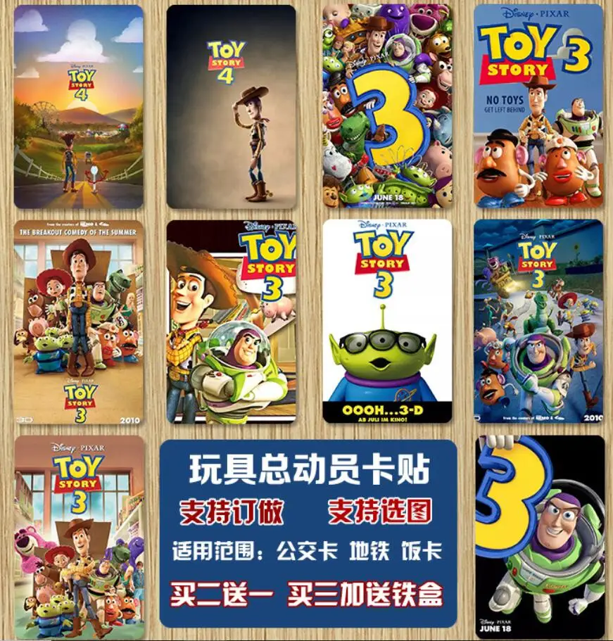 1 Set 10PCS Toy Story 4 Figure Card Stickers Woody Jessie Buzz Lightyear Post card Bank Card Decoration Stickers Kids Toys - Цвет: 3