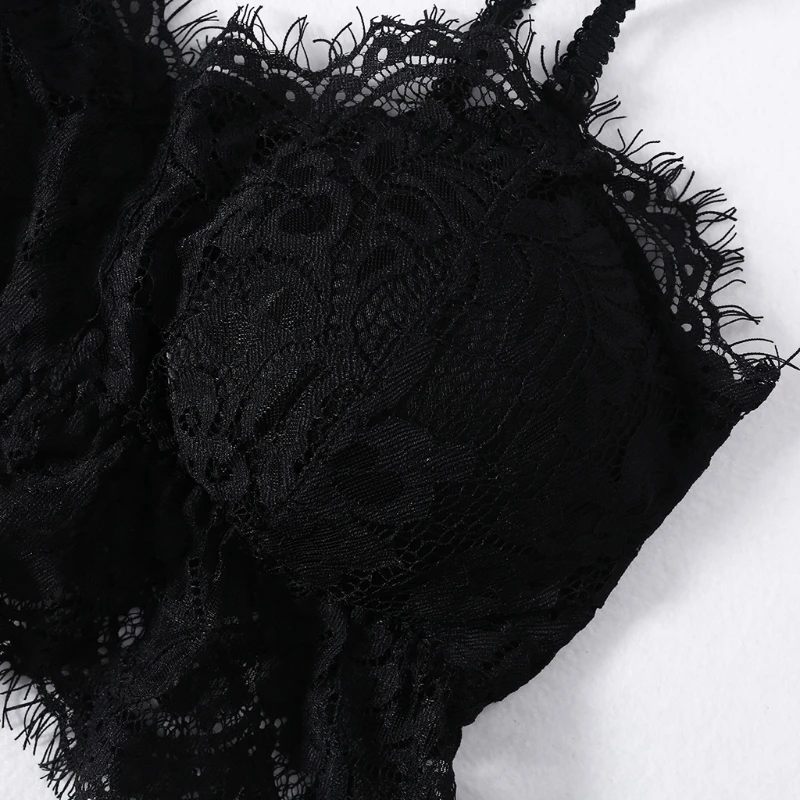 Для женщин Мода ремень ресниц кружевной отделкой Беспроводной бюстгальтер Топ