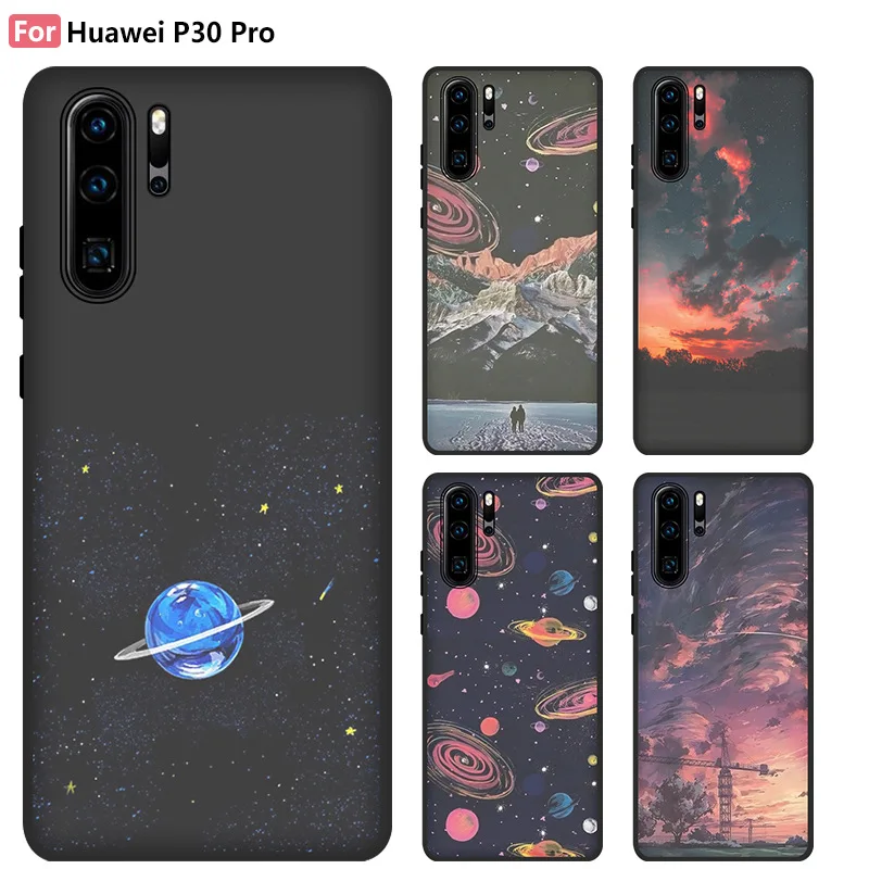 Soft Matte Case for Huawei P30 Pro / Painted Universe Stars Shockproof Cover Plus P 30 Fundas Bumper |