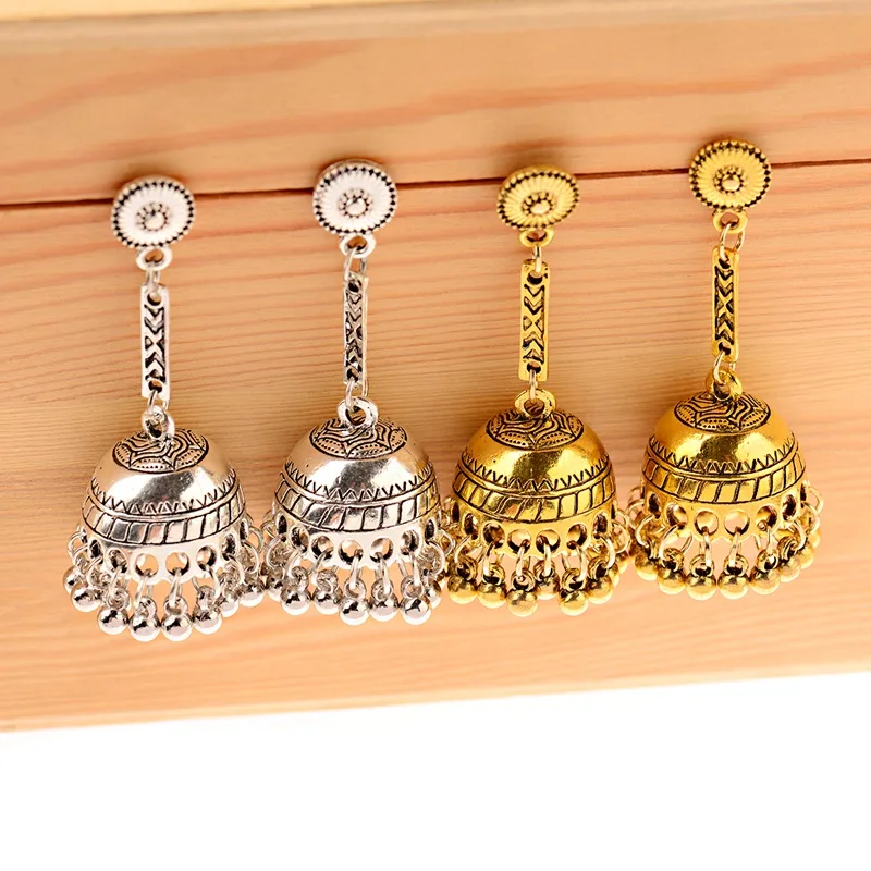 Ретро турецкие винтажные длинные Jhumka Jhumki висячие серьги женские золотые фонари