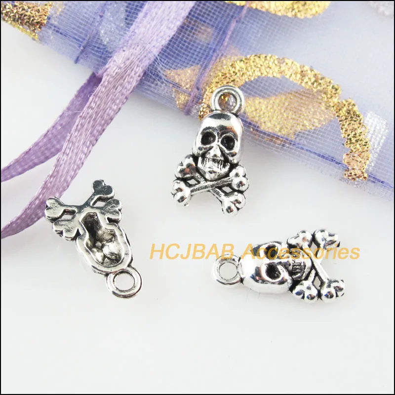 Для выведения токсинов 40 шт Тибетский серебристый цвет Хэллоуин Подвески черепа