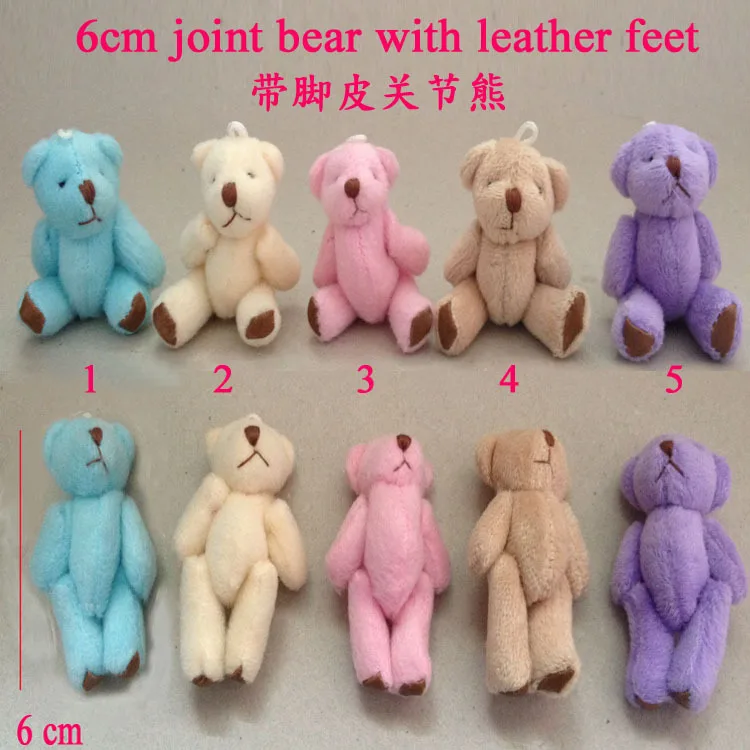 10PCS/lot Kawaii Standing 6CM Mini Joint Teddy Bear DOLL Plush Stuffed TOY Wedding Gift Decor 5 colors to choose | Игрушки и хобби