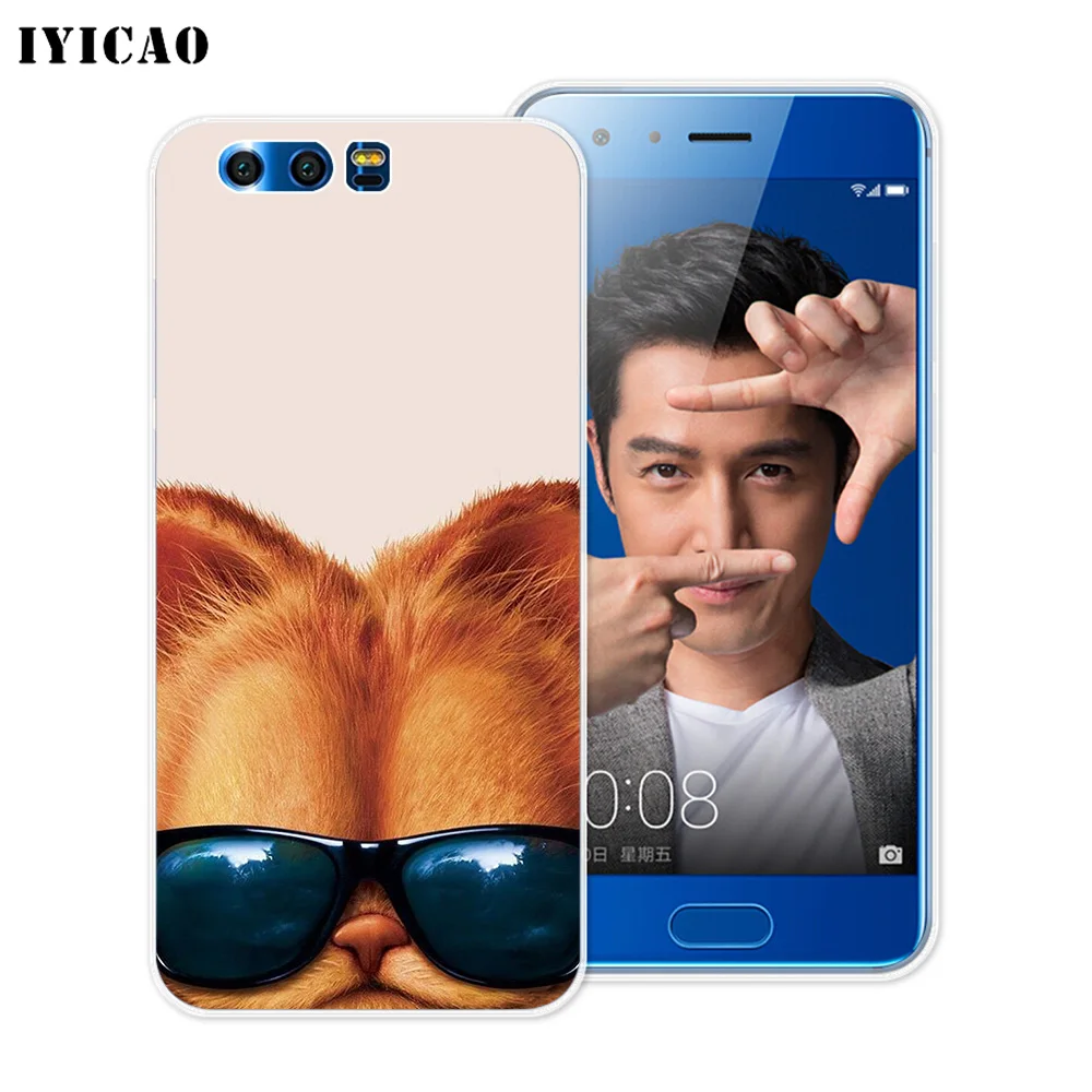 Мягкий силиконовый чехол IYICAO Garfield the cat для Huawei Y9 Y7 Y6 Prime 2018 Honor 8C 8X 8 9 10 Lite 7X 7C 6A 7A