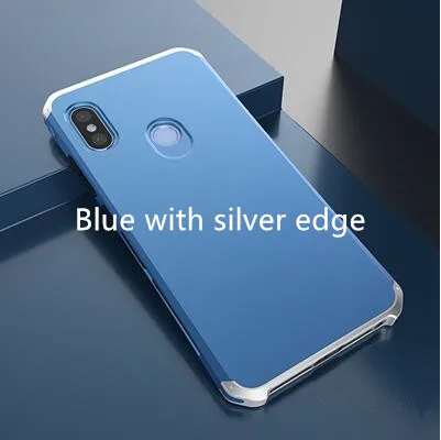Роскошные RedMi Note 8 Pro чехол металла с армированной рамой, чехол для телефона RedMi Note 8 iPhone 7 6 Plus 5 iPad Pro Note 4X Mi Note 3 Mi8 SE MIX2S Mi9 Mi6 - Цвет: Blue with silver